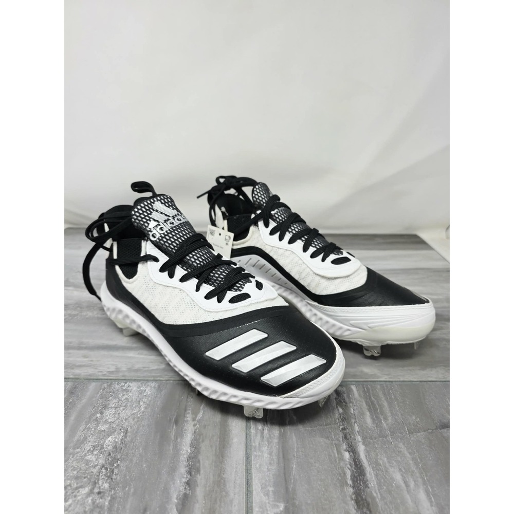Mens‎ Size 7 Black White Silver Adidas Icon V Bounce Iced Baseball Metal Cleats - Picture 2 of 10